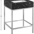 Meridian Furniture Marmo 24" Engineered Stone Top, Steel And Glass Base Vanity - Chrome