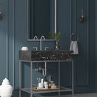 Meridian Furniture Marmo 30" Engineered Stone Top, Steel And Glass Base Vanity - Chrome