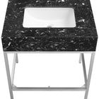 Meridian Furniture Marmo 30" Engineered Stone Top, Steel And Glass Base Vanity - Chrome