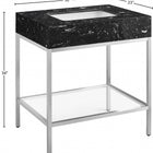 Meridian Furniture Marmo 30" Engineered Stone Top, Steel And Glass Base Vanity - Chrome