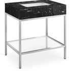 Meridian Furniture Marmo 30" Engineered Stone Top, Steel And Glass Base Vanity - Chrome