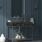 Meridian Furniture Marmo 36" Engineered Stone Top, Steel And Glass Base Vanity - Chrome