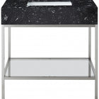 Meridian Furniture Marmo 36" Engineered Stone Top, Steel And Glass Base Vanity - Chrome