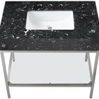 Meridian Furniture Marmo 36" Engineered Stone Top, Steel And Glass Base Vanity - Chrome