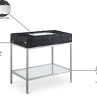 Meridian Furniture Marmo 36" Engineered Stone Top, Steel And Glass Base Vanity - Chrome