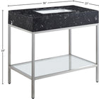 Meridian Furniture Marmo 36" Engineered Stone Top, Steel And Glass Base Vanity - Chrome