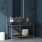 Meridian Furniture Marmo 48" Engineered Stone Top, Steel And Glass Base Vanity - Chrome