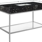 Meridian Furniture Marmo 48" Engineered Stone Top, Steel And Glass Base Vanity - Chrome