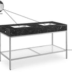 Meridian Furniture Marmo 60" Engineered Stone Top, Steel And Glass Base Vanity - Chrome