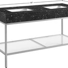 Meridian Furniture Marmo 60" Engineered Stone Top, Steel And Glass Base Vanity - Chrome