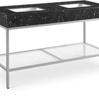Meridian Furniture Marmo 60" Engineered Stone Top, Steel And Glass Base Vanity - Chrome