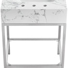 Meridian Furniture Marmo 24" Engineered Stone Top, Steel And Glass Base Vanity - Chrome