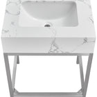 Meridian Furniture Marmo 24" Engineered Stone Top, Steel And Glass Base Vanity - Chrome