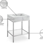 Meridian Furniture Marmo 24" Engineered Stone Top, Steel And Glass Base Vanity - Chrome