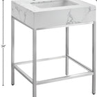 Meridian Furniture Marmo 24" Engineered Stone Top, Steel And Glass Base Vanity - Chrome