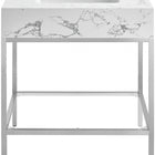 Meridian Furniture Marmo 30" Engineered Stone Top, Steel And Glass Base Vanity - Chrome