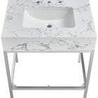 Meridian Furniture Marmo 30" Engineered Stone Top, Steel And Glass Base Vanity - Chrome