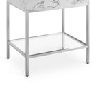 Meridian Furniture Marmo 30" Engineered Stone Top, Steel And Glass Base Vanity - Chrome