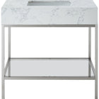 Meridian Furniture Marmo 36" Engineered Stone Top, Steel And Glass Base Vanity - Chrome