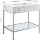 Meridian Furniture Marmo 36" Engineered Stone Top, Steel And Glass Base Vanity - Chrome