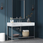 Meridian Furniture Marmo 48" Engineered Stone Top, Steel And Glass Base Vanity - Chrome