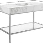 Meridian Furniture Marmo 48" Engineered Stone Top, Steel And Glass Base Vanity - Chrome