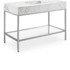 Meridian Furniture Marmo 48" Engineered Stone Top, Steel And Glass Base Vanity - Chrome