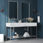 Meridian Furniture Marmo 60" Engineered Stone Top, Steel And Glass Base Vanity - Chrome