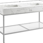Meridian Furniture Marmo 60" Engineered Stone Top, Steel And Glass Base Vanity - Chrome