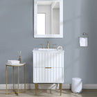 Meridian Furniture Modernist 24" Engineered Stone Top And Solid Wood Base Bathroom Vanity - Gold