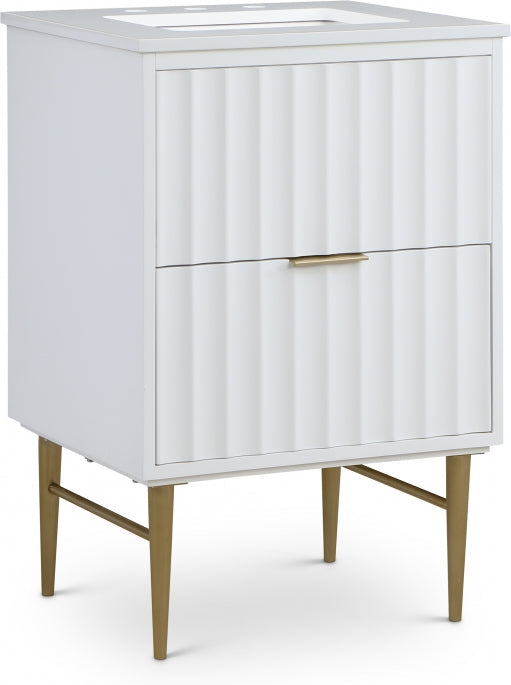 Meridian Furniture Modernist 24" Engineered Stone Top And Solid Wood Base Bathroom Vanity - Gold