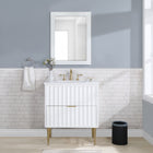 Meridian Furniture Modernist 30" Engineered Stone Top And Solid Wood Base Bathroom Vanity - Gold