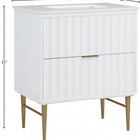 Meridian Furniture Modernist 30" Engineered Stone Top And Solid Wood Base Bathroom Vanity - Gold