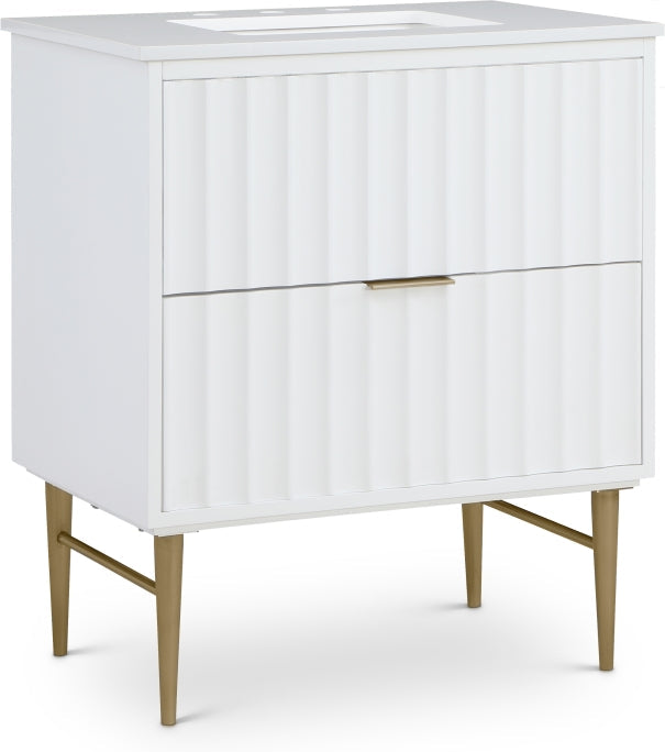 Meridian Furniture Modernist 30" Engineered Stone Top And Solid Wood Base Bathroom Vanity - Gold