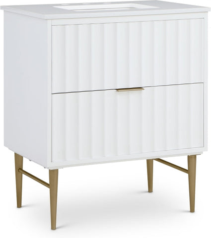Meridian Furniture Modernist 30" Engineered Stone Top And Solid Wood Base Bathroom Vanity - Gold