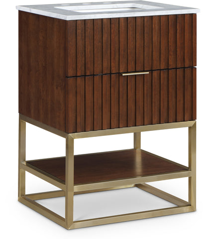 Meridian Furniture Monad 24" Genuine Marble Top, Steel And Glass Base Vanity