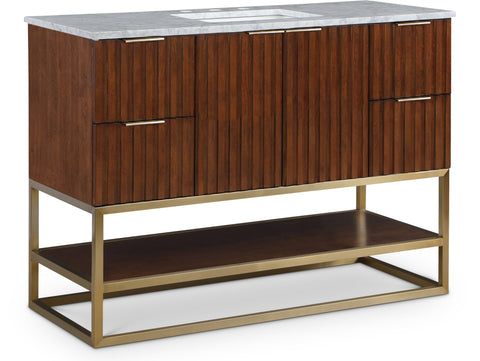 Meridian Furniture Monad 48" Genuine Marble Top, Steel And Glass Base Vanity