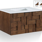 Meridian Furniture Leonardo 30" White Engineered Stone And Solid Wood Wall Mounted Bathroom Vanity-Modern Room Deco