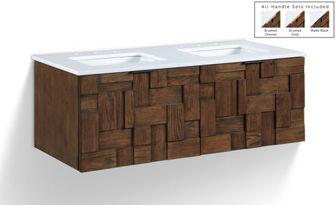 Meridian Furniture Leonardo 48" White Engineered Stone And Solid Wood Wall Mounted Bathroom Vanity-Modern Room Deco