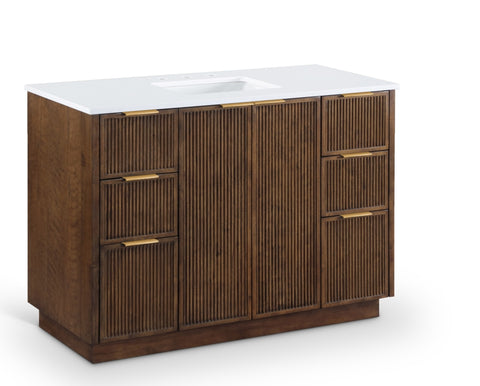 Meridian Furniture Willard 48" White Engineered Stone And Solid Wood Bathroom Vanity