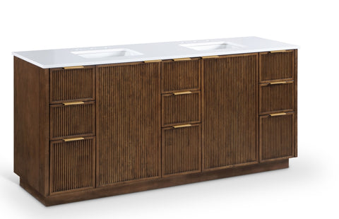 Meridian Furniture Willard 72" White Engineered Stone And Solid Wood Bathroom Vanity