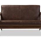 Baxton Studio Bianca Mid-Century Modern Walnut Wood Dark Brown Distressed Faux Leather 2-Seater Loveseat