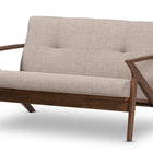 Baxton Studio Bianca Mid-Century Modern Walnut Wood Light Grey Fabric Tufted 2-Seater Loveseat