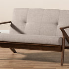 Baxton Studio Bianca Mid-Century Modern Walnut Wood Light Grey Fabric Tufted 2-Seater Loveseat