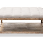 Baxton Studio Carlotta French Country Weathered Oak Beige Linen Square Coffee Table Ottoman