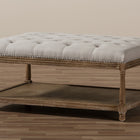 Baxton Studio Carlotta French Country Weathered Oak Beige Linen Rectangular Coffee Table Ottoman