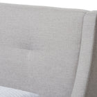 Baxton Studio Louvain Modern and Contemporary Greyish Beige Fabric Upholstered Walnut-Finished Twin Sized Platform Bed
