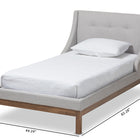 Baxton Studio Louvain Modern and Contemporary Greyish Beige Fabric Upholstered Walnut-Finished Twin Sized Platform Bed