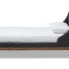Baxton Studio Louvain Modern and Contemporary Dark Grey Fabric Upholstered Walnut-Finished Twin Sized Platform Bed