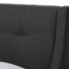 Baxton Studio Louvain Modern and Contemporary Dark Grey Fabric Upholstered Walnut-Finished Twin Sized Platform Bed